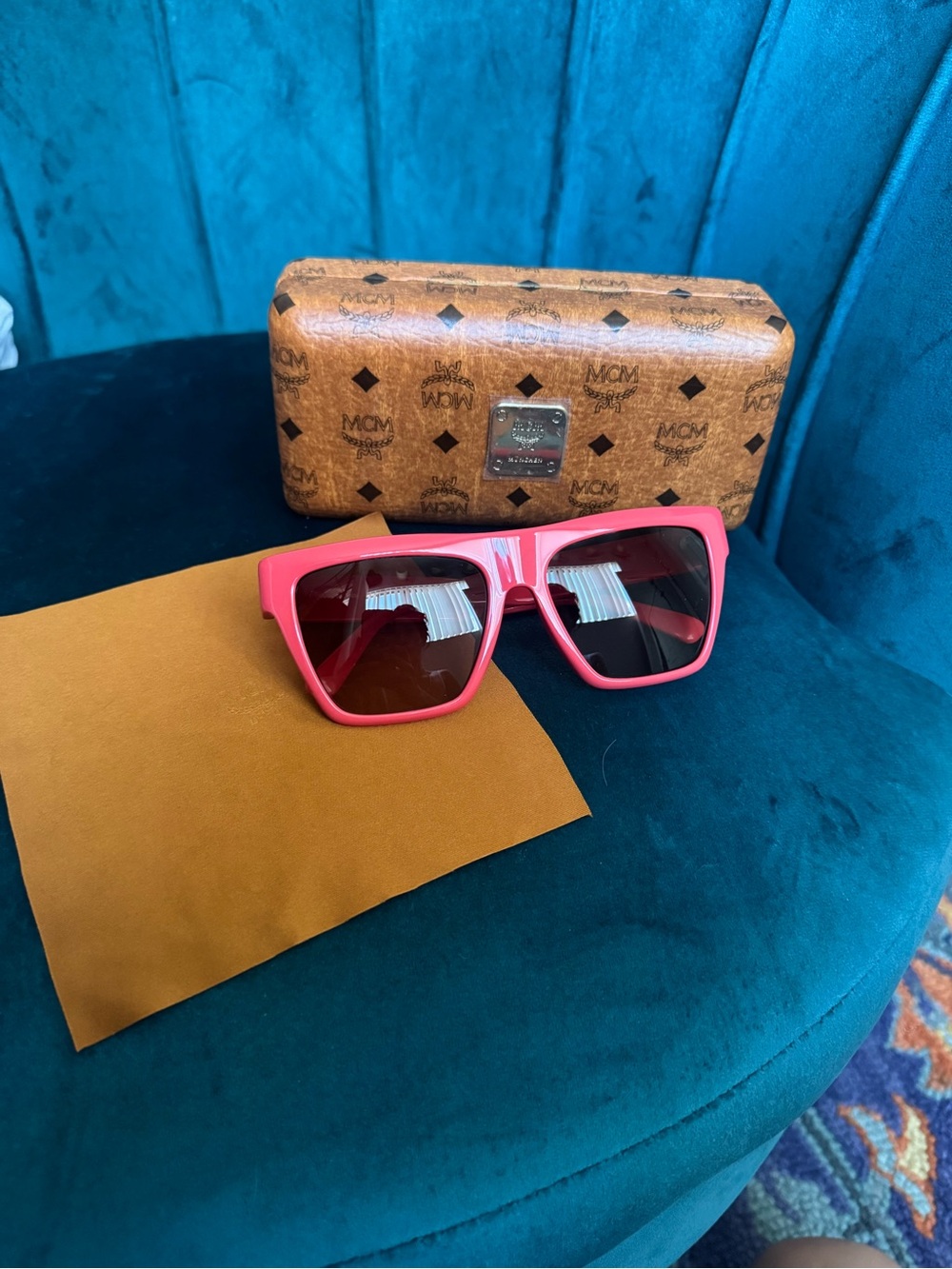 MCM Oversized Square Sunglasses in Pink with Dark Lenses